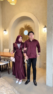 Couple Prince Viona Dress by Guzel Satin Silk Premium Wanita Kondangan Lebaran Muslim Abaya Gamis Body Fit Viral 2025