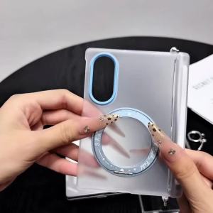 szhaiyu | Luxury Frosted Translucent Magnetic Rotating Bracket Phone Case for Samsung Galaxy Z Fold 8 Zfold8 for Magsafe Protective Cover