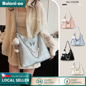 Sling Bag for Large Capacity Simple Crossbody Bag Bow Pearl Chain Shoulder Bag for Cloud Pendant Backpack