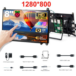 Raspberry Pi 5 7/8 Inch Screen IPS TFT LCD HDMI Display Touch Screen Monitor 1024*600 1920*1200 HDMI Speaker for DIY Student