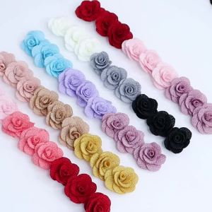 10pcs/lot 3cm Colorful Artificial Flower Pearl Linen Fabric Rose Flowers For DIY Sewing Clothing Crafts Decoration Accessories