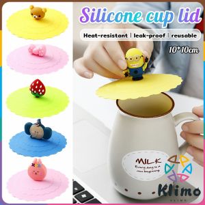 Klimo Cute Anti-slip Anti-dust Silicone Cup Mug Cover Reusable Dustproof Cartoon Lid