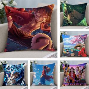 Bandai | One Piece Four Emperors Yonko Anime Plush Pillow Cover Soft Short Plush Cushion Cover For Sofa Bedroom Home Decor Gift