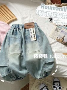 Spring & Autumn Washed Denim Baby Boys Pants: Casual & Versatile Retro Style