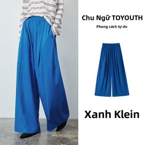 Toyouth | Quần Jeans Xòe Dáng Suông Cao Thắt Lưng Cho Hình Táo Klein Blue
