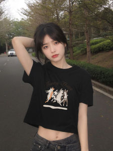 Black Short Sleeve Cotton T-Shirt & Women's Short Style Summer Top