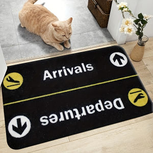 VIKAMA arrival and departure flight-themed doormat is light thin and soft Its a festive party decoration carpet for home decor