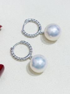 จี้หูรูปไข่มุก DIY 925 เงินแบบแฟชั่น สีทองและเงิน พร้อมแท่งกลมขนาด 9-15 มม. อุปกรณ์ทำเครื่องประดับใหม่