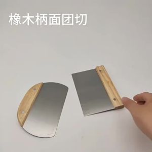 Stainless Steel Dough Scraper Kitchen Dough Bench Scraper Bread Cutter Chopper with Non-Slip Wooden Handle and Measuring Scales