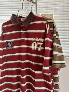 Áo Thun Polo Nam Cổ Bẻ Tay Ngắn Sọc Cỡ Lớn Phong Cách Retro Mỹ Mùa Hè Thời Trang Thường Ngày Thoáng Khí Thấm Hút Mồ Hôi