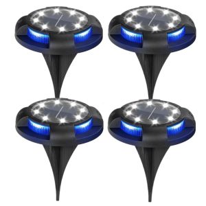 4 Pack Solar Ground Lights Outdoor Waterproof IP65 12 LED Solar Powered Auto On/Off Landscape Lights for Garden Patio Pathway Walkway Decor