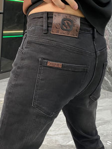 กางเกงยีนส์ทรงสลิมฟิตสำหรับผู้ชาย กางเกงขายาวลำลอง ทรงตรง เอวยางยืด ทรงหลวม สไตล์เรียบง่าย แฟชั่นฤดูใบไม้ร่วง 2024