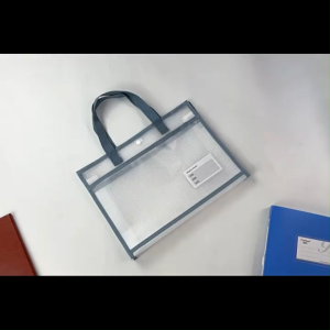Transparent Tutoring Bag Long File Bag with Handle Waterproof Book Bag for Students Mesh Tuition Bag