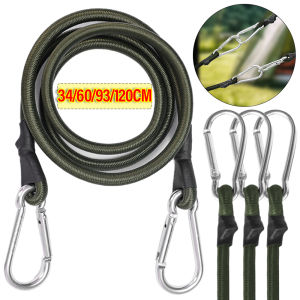 34/60/93/120CM Outdoor Heavy Duty Bungee Cord Elastic Tie Strap String Carabiner Hooks Kayak Cycling Luggage Packing Ropes Camping Accessories