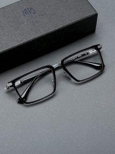 Mukuan Mens Titanium Eyeglass Frame Vintage Carved Floral Patterned Square Full Frame Optical Glasses Frame for Prescription Lenses