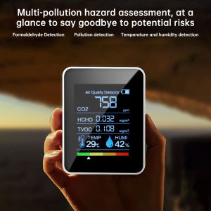Portable Carbon Dioxide Detector 5-in-1 Air Quality Monitor for HCHO TVOC CO2 Temperature Humidity with Sound Light Alarm Type C