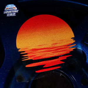 Retro Style Steam Wave Sunset Car Window Stickers Waterproof Reflective Electric Motorcycle Decals Auto Body Patch Customizable