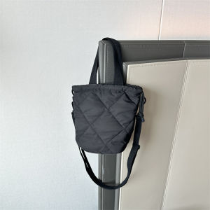 Minimalist Korean Style Nylon Bucket Bag Pure Color Handheld Soft Shoulder Crossbody Small Bag for Casual Business Use