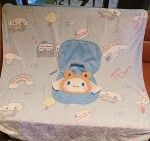 Cute Cartoon Devil Cushion Blanket Two-In-One Portable Office Nap Cover Air Conditioner Blanket Womens Style Warm Fleece Blanket