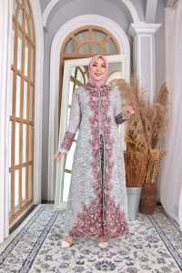 Gamis Wanita Andara Bahan Spider Santili Plus Bordir Bagian Dada Dan Lengan