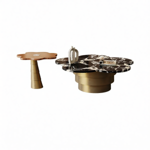 Luxury Design Irregular Shaped Marble Petal Tea Table