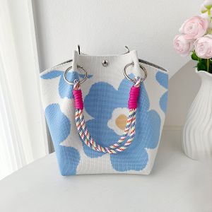 Korean Style Large Capacity Handheld Bag Elegant Outing Travel Bag Fashionable Rope Knot Design Daily Match Polyester Material