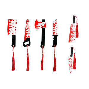 Bandai | Creative Simulation Weapon Shape Acrylic Bookmark With Tassel Halloween Blood Pattern Page Marker Funny Reading Stationery Gift