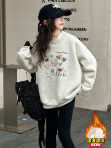 Girls Fleece Lined Hoodie Warm Base Layer Top for Middle And Large Children Autumn Winter Fashionable Cotton Blend Hoodie