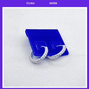 FLORA 0693B - Bông tai bạc ta đính full đá dành cho bé gái