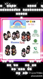 TẶNG 12 STICKER - Dép Cross cho bé gái HannaKids màu Đen Sục Cros Baya cho trẻ em nam nữ giày xục Clog Kid xuất khẩu