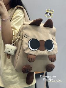 Cute Cartoon Siamese Cat Laptop Backpack Lightweight Small Bookbag for College Students Women Youth Nylon Zipper Closure School Bag