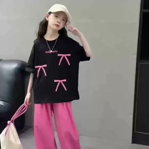 Girls Suit for Kids 7-16years old Summer Suit Fashion Set T-shirt and Long Pants Terno Outfits for Teenager Girls Leisure Sports Suit Trend Hot Sale New Style