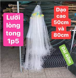 lưới đánh cá lòng tong lưới lòng tong đánh cá bé - Dài 45/50m - Cao 80/90cm và 40/50cm Mắt Lưới 06cm/07cm - 1 Màn
