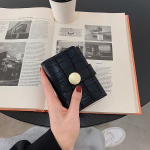 Fashionable Retro Folding Wallet for Women Short Style Multi-Card Slot Compact Design Korean Style PU Leather Wallet