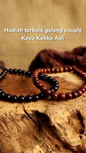 Gelang Kesehatan Tangan Fashion Tasbih Kayu Kokka Kaukah Kokah Koka COUPLE Arab Turki Mekkah 33 Butir motif Bulat Hitam Coklat untuk Pria Wanita