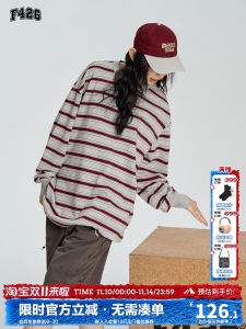 F426 Store Casual Long Sleeve T-Shirt Striped Small Logo Trendy All Seasons round Neck Tee for Couples from Chinas Traditional Brand