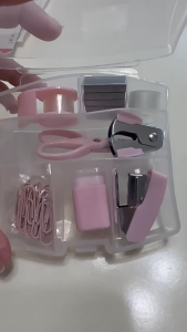 Mini Office Supply Kit Portable Case with Scissors Mini Stapler Tape Dispenser Hole Puncher Staples Mini Desktop Stapler for Office Or School Supplies
