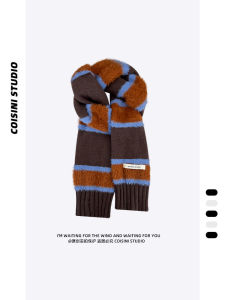 ผ้าพันคอถักแบบแฟชั่นฤดูใบไม้ร่วง/ฤดูหนาวแบบผูกปมสีบล็อกผ้าขนสัตว์สำหรับผู้หญิง ผ้าพันคอแบบย้อนยุค ผ้าพันคอสำหรับคู่รัก ผ้าพันคอแบบทันสมัย