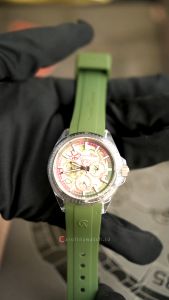 Jam Tangan Wanita Alexandre Christie Multifungsi AC 2B11 BFRRGSLGN Green Dial Green Rubber Strap