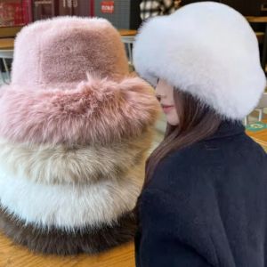 Dày lông mịn Mũ ngư dân cho Phụ nữ mùa đông sang trọng Mũ bảo vệ tai Windproof bộ đội đầu ấm áp thời trang nữ Panama mũ