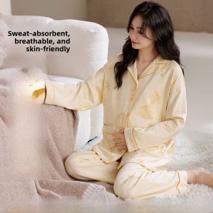 Miiow | Pure Cotton Maternity Sleepwear Womens Breathable Comfortable Home Clothes Set Large Size Ladies Sleep Dressing Gown