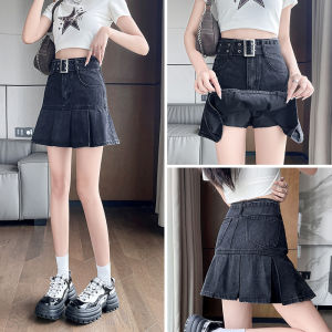 Váy Mini Denim Chữ a Cạp Cao Cho Nữ Mùa Xuân Hè Mỏng Mới Chống Ánh Sáng Che Phủ Cơ Thể Thon Gọn Váy Ngắn