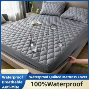 100% Waterproof Bed Cover Quilted Cotton Bed Sheet Machine Washable Dust Resistant Fully Wrapped