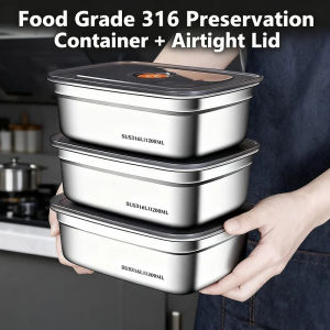 Large Capacity Stainless Steel Leak Proof Sealed Bento Box Microwave Safe for Camping Fridge Freezer Food Storage