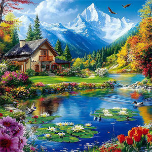 Jigsaw Puzzle for Adults 500/1024PCS Mountain House Scenery DIY Craft Home Wall Decoration Gift Idea
