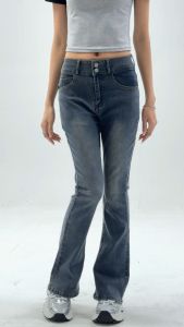 Celana Jeans Wanita / Jeans Bootcut Pinggang Tinggi / Celana Panjang Retro / Celana Wanita / Jeans Cutbray / Celana Kekinian Korean Style