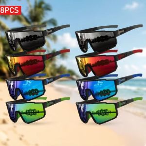 8Pcs One‑Piece Wide‑View Cycling Glasses Integrated Large Lens Large Wraparound Curved Frame for Face Contour