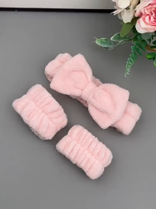 Bộ 3 món rửa mặt có băng đô nơ bướm màu kèm bảo vệ cổ tay Có Thể Dùng Làm Quà Tặng