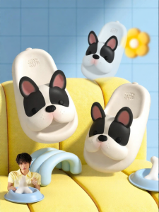 chikoku | Cute Bulldog Theme Slippers New Style Couple Thick Sole