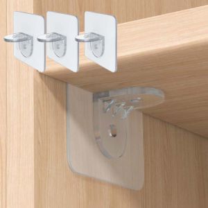 Multi-function Adhesive Shelf Support Pegs / Punch-free Clapboard Hook Stickers / Closet Cabinet Shelf Support Wall Hangers Punch-free Layered Partition Bracket for Kitchen Bathroom Accessories